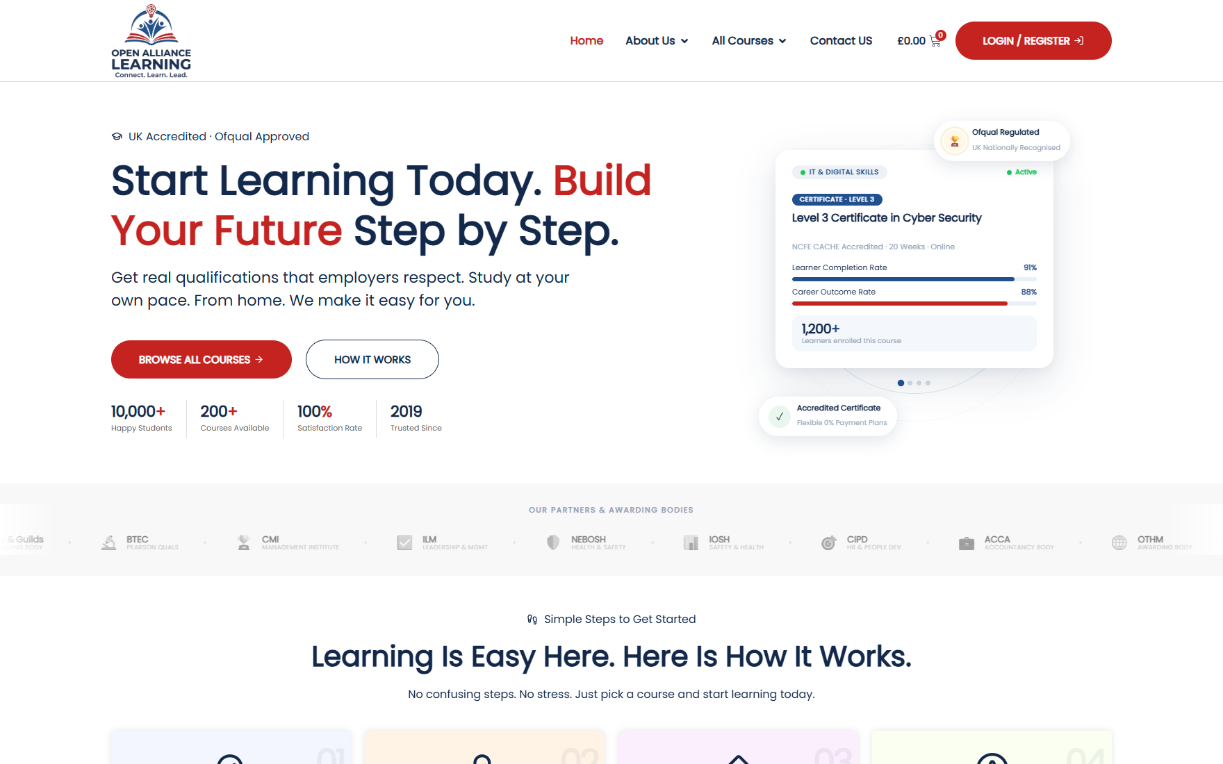 Open Alliance Learning website home page, built by Sakib Islam